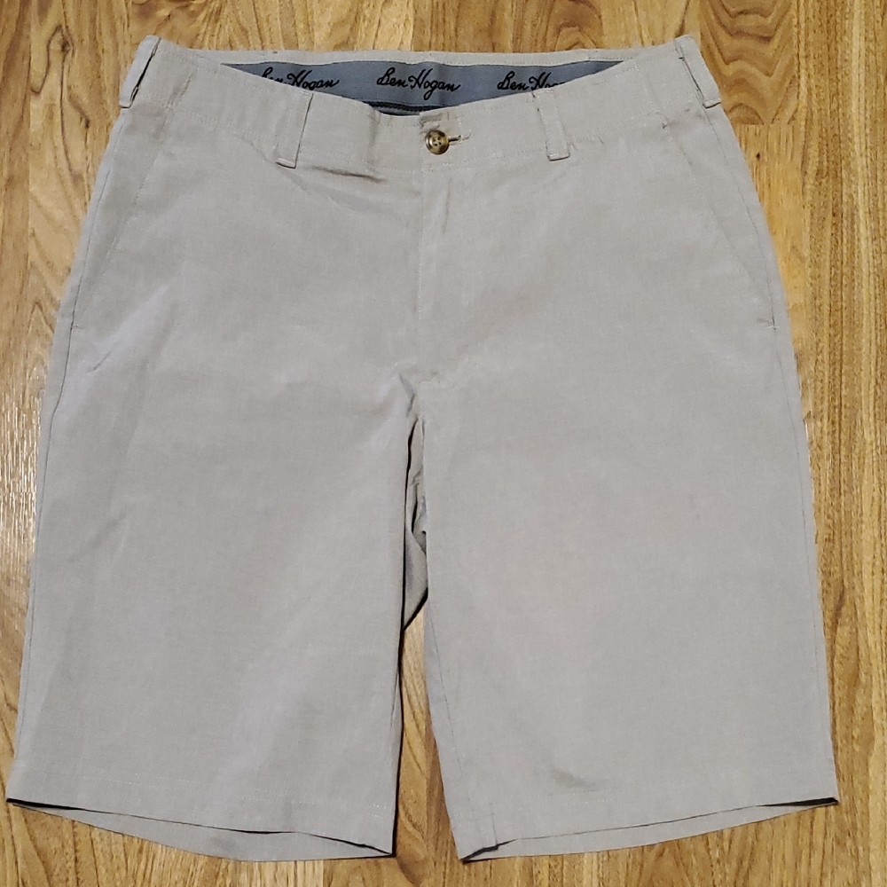 Ben Hogan Performance Flat Front Golf Shorts Mens Size 32 Heather Khaki Tan